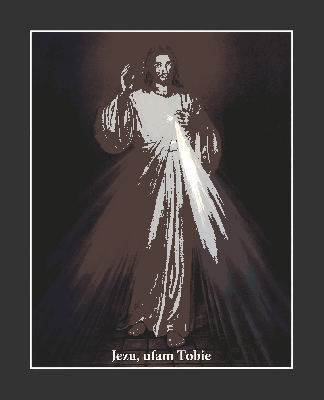 Jezus miłosierny i napis Jezu ufam Tobie